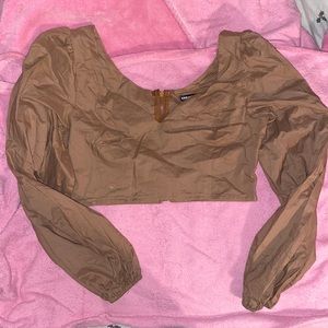 Lantern Sleeve Crop Top